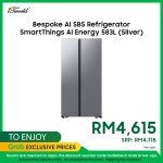 Samsung Bespoke Al SBS Refrigerator SmartThings Al Energy 583L (Silver) - RS57DG4000M9ME (No Installation Provide)