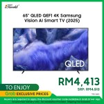 65" QLED QEF1 4K Samsung Vision AI Smart TV (2025) (No Installation Provide)