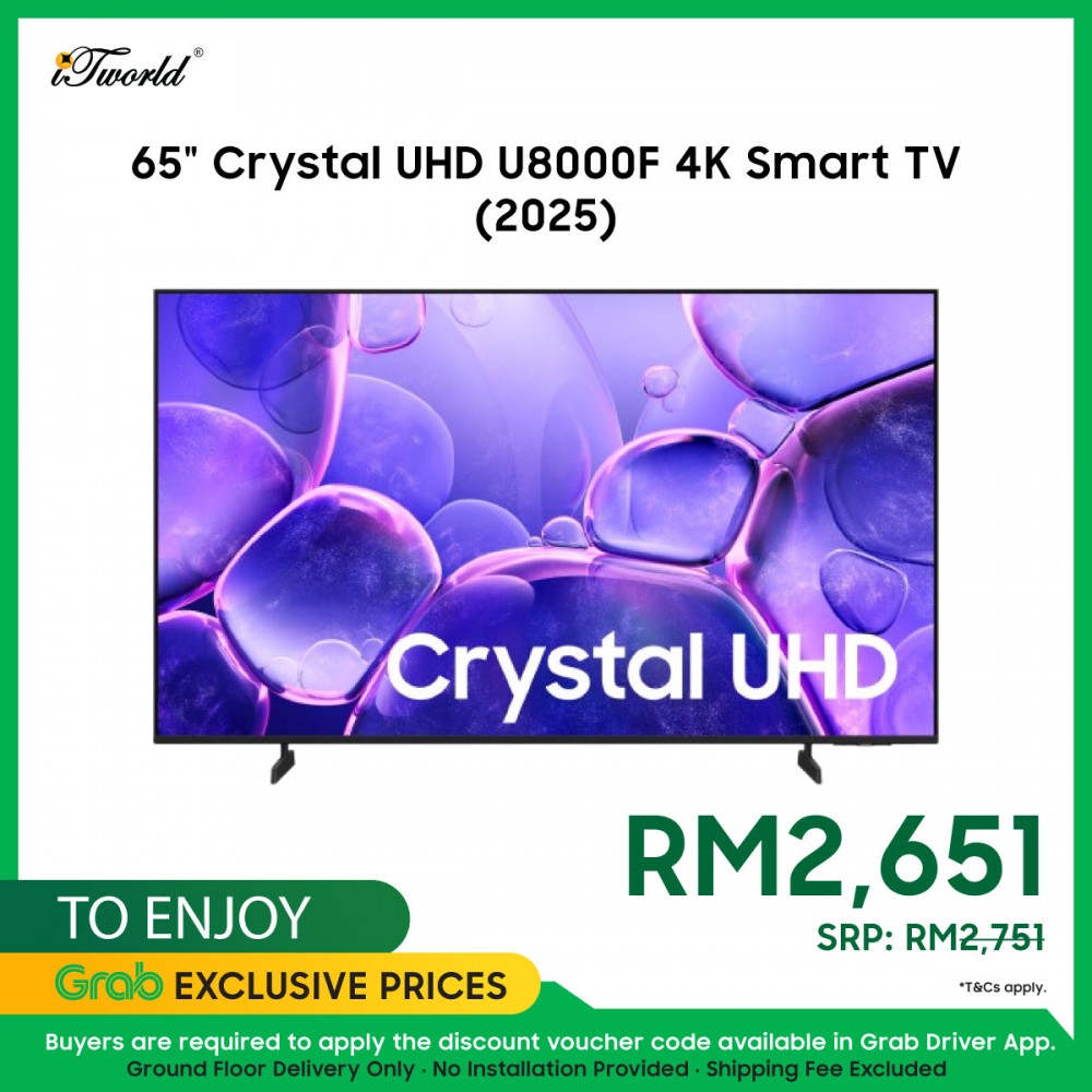 65" Crystal UHD U8000F 4K Smart TV (2025) - UA65U8000FKXXM (No Installation Provide)