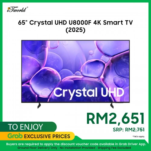 65" Crystal UHD U8000F 4K Smart TV (2025) - UA65U8000FKXXM (No Installation Provide)